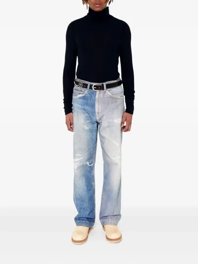 Our Legacy Mens Digital Denim Print Third Cut Faded-wash Denim Jeans In Blue