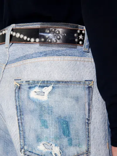 Our Legacy Mens Digital Denim Print Third Cut Faded-wash Denim Jeans In Blue