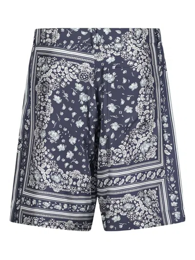 Fendi Ermuda Shorts Trousers Blue In Black
