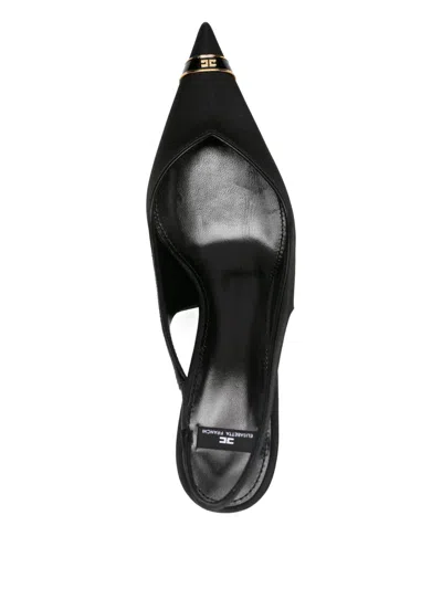 Elisabetta Franchi Slingback Heels With Gold Accent And Pointed Toe In Black