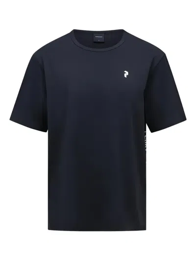 Peak Performance Trail Logo-detail Side-panel Performance T-shirt In Blue