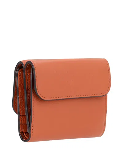 Chloé Trifold Leather Wallet In Brown