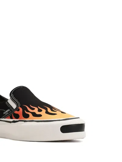 Kamiya Cornell Flame-pattern Slip-on Sneakers In Black