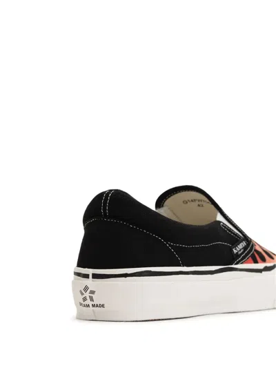 Kamiya Cornell Flame-pattern Slip-on Sneakers In Black
