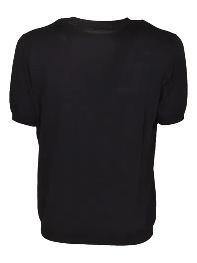 Kangra Cashmere Short-sleeve Round-neck Sweater In Black