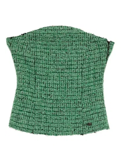 Pre-owned Chanel Strapless Top In Green