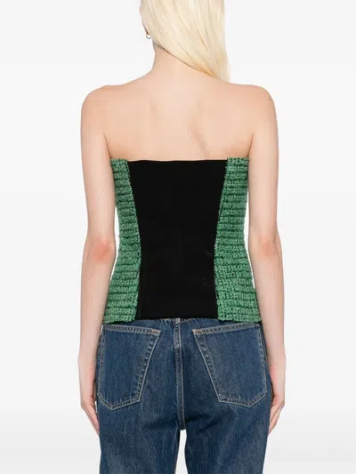Pre-owned Chanel Strapless Top In Green
