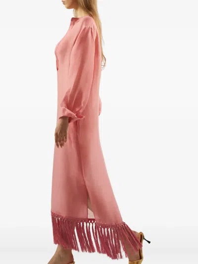 Taller Marmo Bahamas Fringe-hem Maxi Dress In Pink