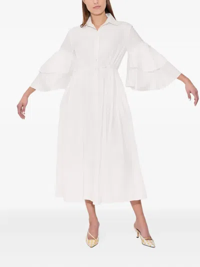 Rosie Assoulin Fiesta Shirt Midi Dress In White