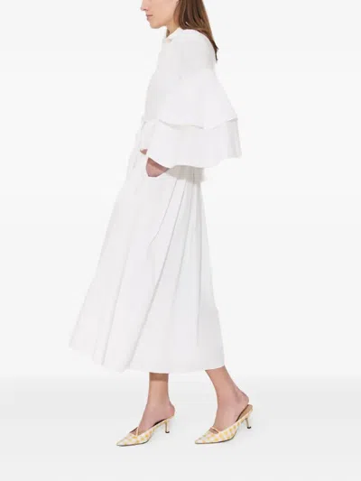 Rosie Assoulin Fiesta Shirt Midi Dress In White