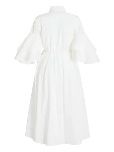 Rosie Assoulin Fiesta Shirt Midi Dress In White
