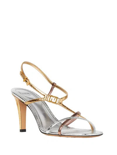 Fendi Ffold Multicolour Metallic Ayers High-heeled Sandals Shoes