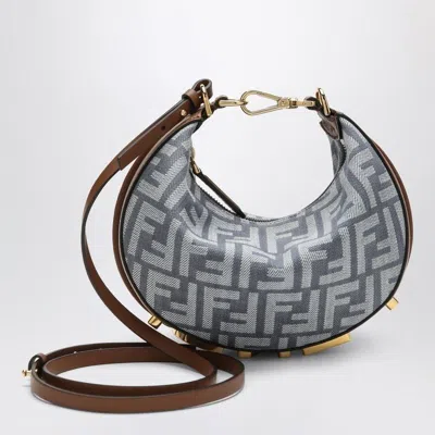 Fendi Graphy Mini Blue Denim-effect Ff Jacquard Mini-bag