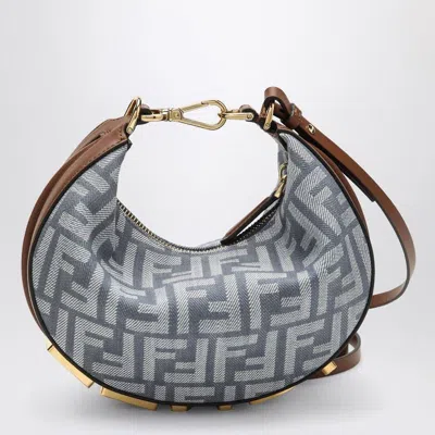 Fendi Graphy Mini Blue Denim-effect Ff Jacquard Mini-bag