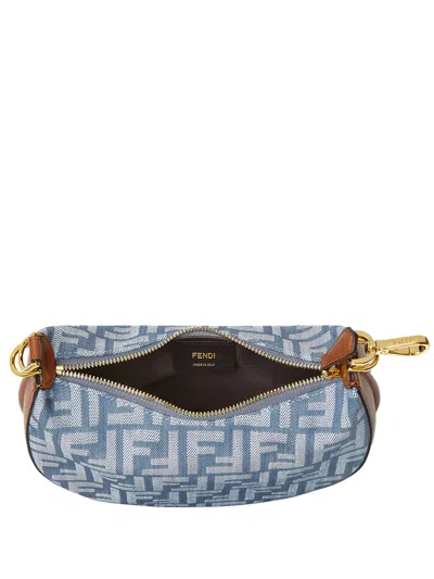 Fendi Graphy Mini Blue Denim-effect Ff Jacquard Mini-bag