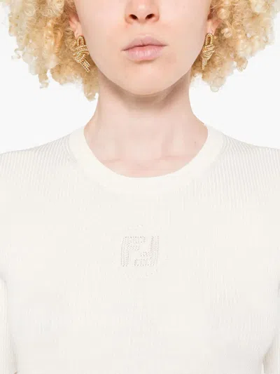 Fendi Silk-cotton Blend T-shirt In White