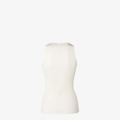 Fendi Ivory Ribbed Top In Silk Blend In White
