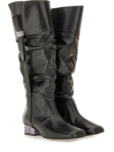 Ganni Black Polyurethane Boots In Black