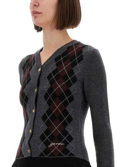 Ganni Argyle Patterned Cropped Cardigan