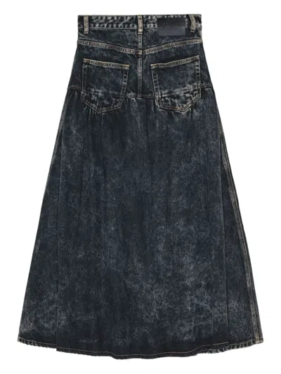 Ganni Denim Long Skirt In Black