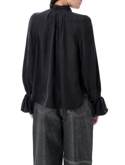 Ganni Shirt In Black Polyamide Polyester In Black