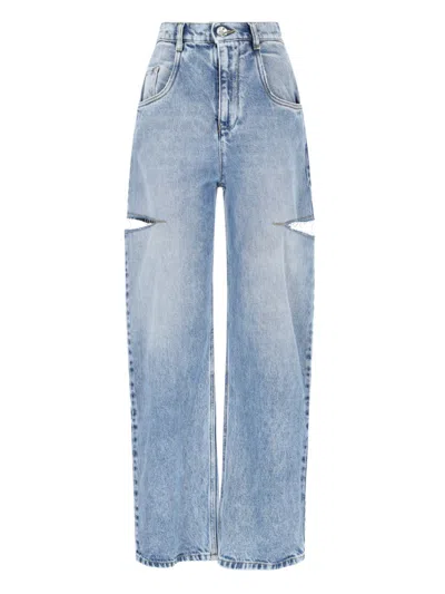 Maison Margiela Womens Blue Icons Cut-out Straight-leg High-rise Jeans