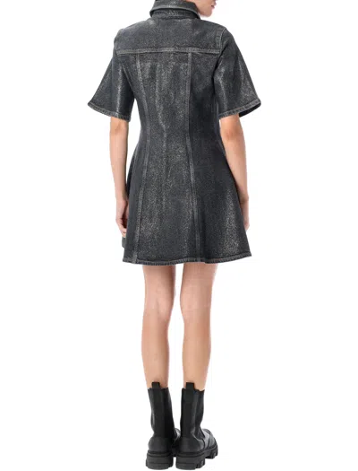 Ganni Shimmery Foil Denim Mini Dress