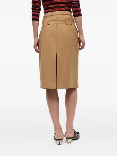 Ganni Camel-colored Cotton Utilitarian Midi Skirt