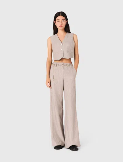 Maje Striped Rhinestone Suit Trousers In Pink