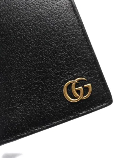 Pre-owned Gucci 00's Gg Marmont Leather Card Holder In Black