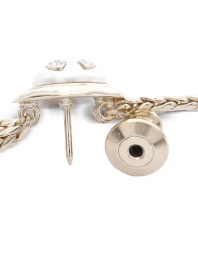 Pre-owned Chanel 1986-1988 Interlocking Cc Brooch In Silver