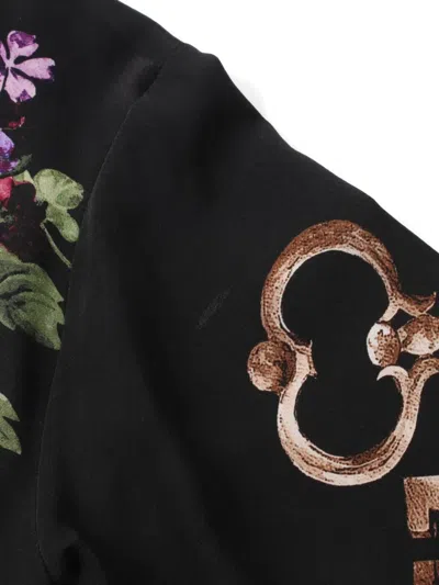 Pre-owned Dolce & Gabbana 2010s Floral-print Silk Blouse In Black