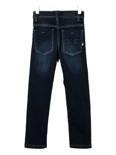 Bosswear Embossed-logo Jeans In Blue