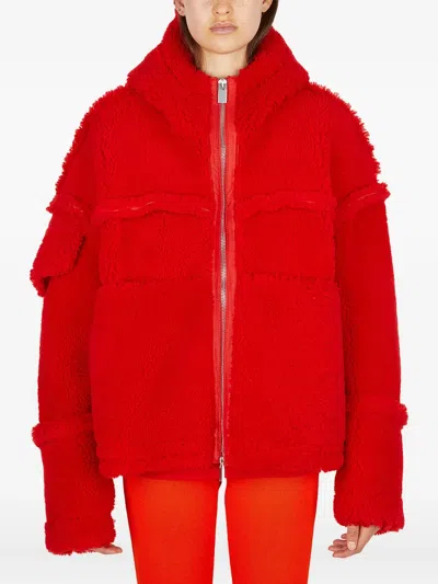 Alyx Hooded Shearling Jacket In Red