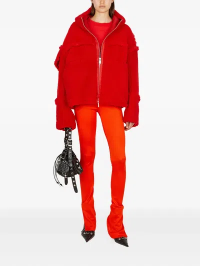Alyx Hooded Shearling Jacket In Red