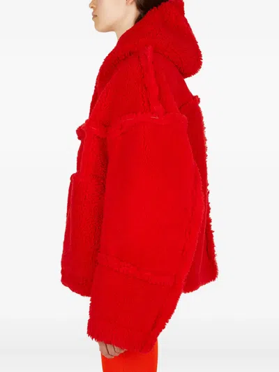 Alyx Hooded Shearling Jacket In Red