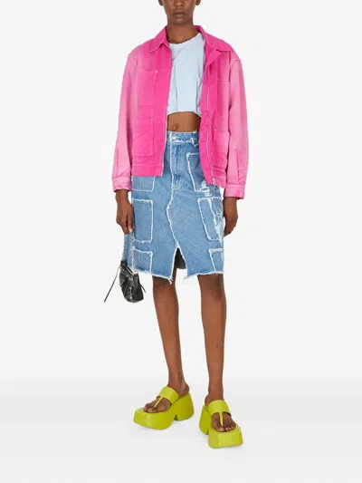 Lourdes Zip-front Long-sleeves Jacket In Pink