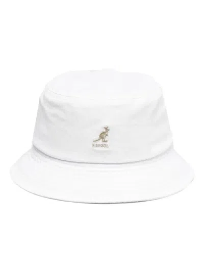 Kangol Kangaroo Logo Bucket Hat In White