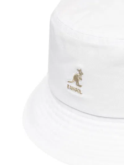 Kangol Kangaroo Logo Bucket Hat In White
