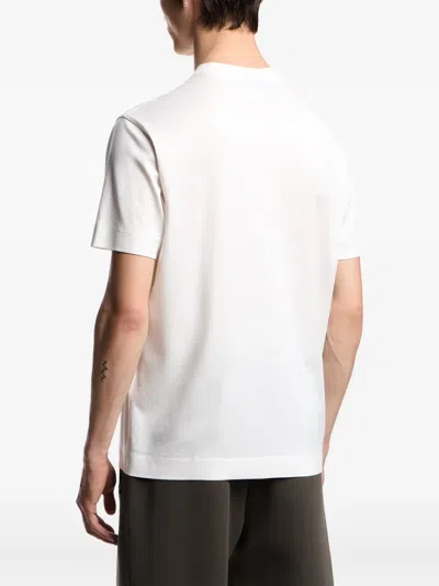 Emporio Armani Mens Snow White Regular-fit Embossed-logo Jersey T-shirt In White