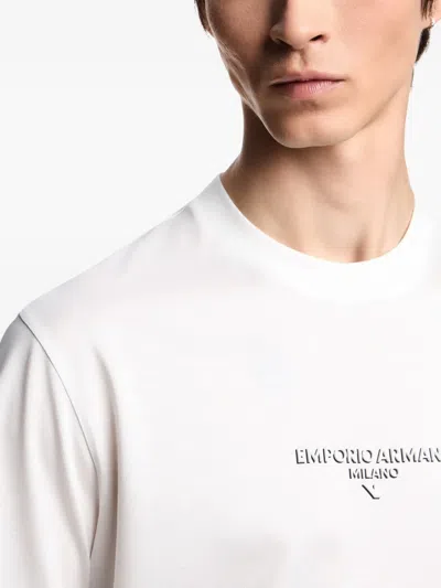 Emporio Armani Mens Snow White Regular-fit Embossed-logo Jersey T-shirt In White