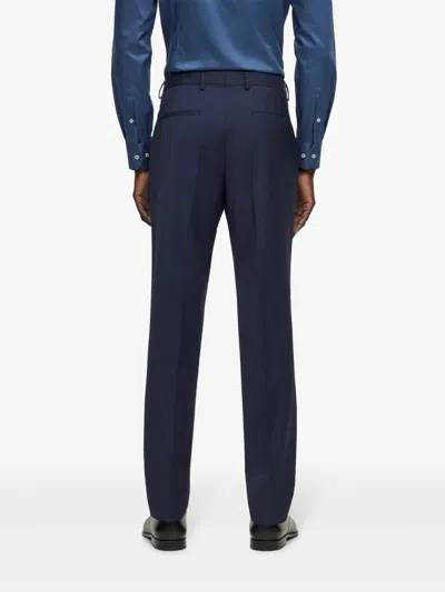 Hugo Boss Slim-fit Trousers In Virgin Wool With Stretch In Blue