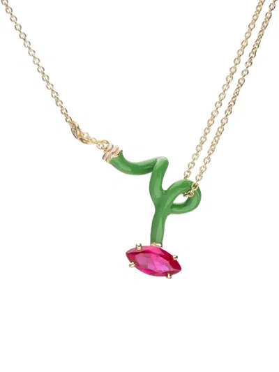 Bea Bongiasca Sterling-silver Vine Curl Corundum Necklace In Gold