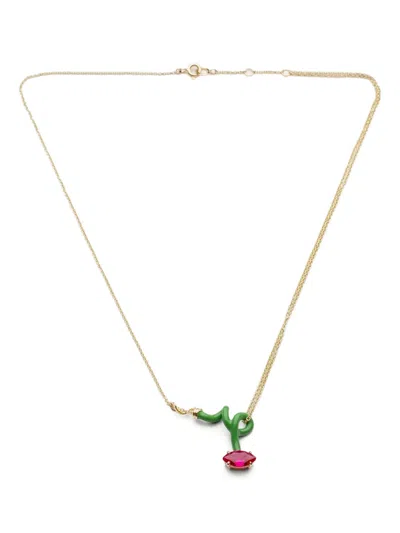 Bea Bongiasca Sterling-silver Vine Curl Corundum Necklace In Gold