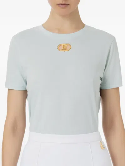Elisabetta Franchi Logo-plaque Short-sleeve T-shirt In Blue