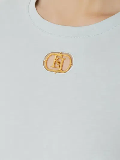 Elisabetta Franchi Logo-plaque Short-sleeve T-shirt In Blue