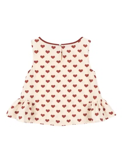 Konges Sløjd Heart-print Ruffled Blouse In Pink