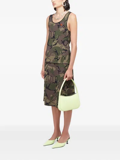 Kwaidan Editions Camouflage Scoop-neck Tank Top In Green