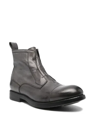 Leqarant Zip-up Leather Boots In Gray