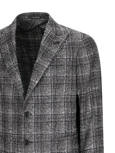 Tagliatore Checked-pattern Two-button Blazer In Gray